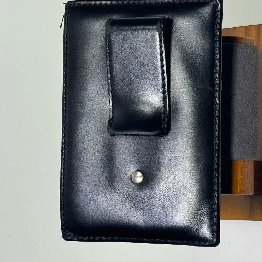 VTG Coach Water Buffalo Money Clip Card Case Wallet Black Leather Made in Spain